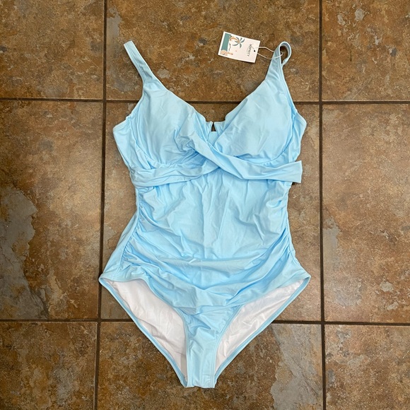 Elegant Blue Women's One-Piece Swimsuit - Picture 3 of 9